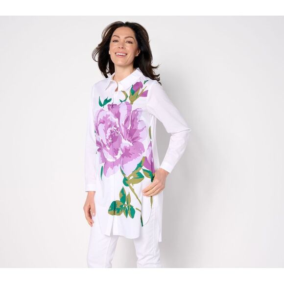Isaac Mizrahi Live! Women's Top Sz XL Regular Placement Floral Purple A634371 - Picture 1 of 4